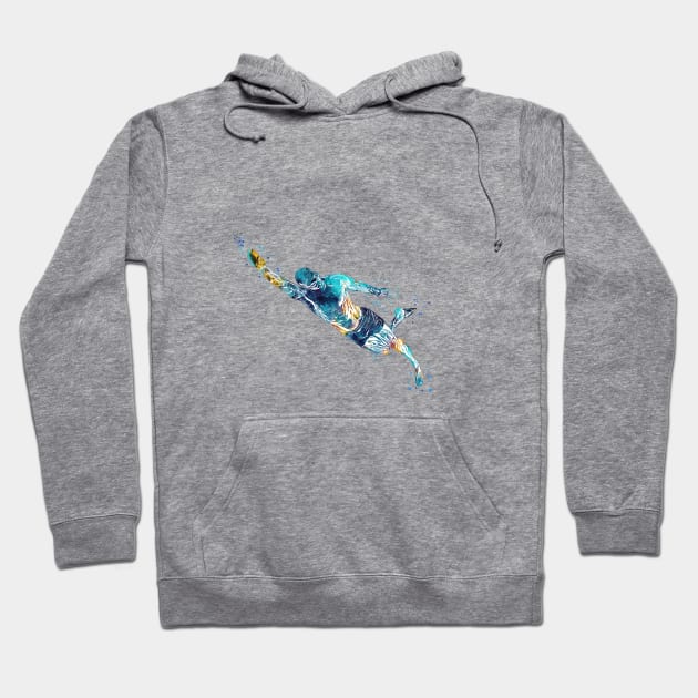 Swimmer Diving in Water Hoodie by RosaliArt